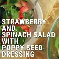 طريقة عمل سلطة السبانخ بالفراولة بالفيديو