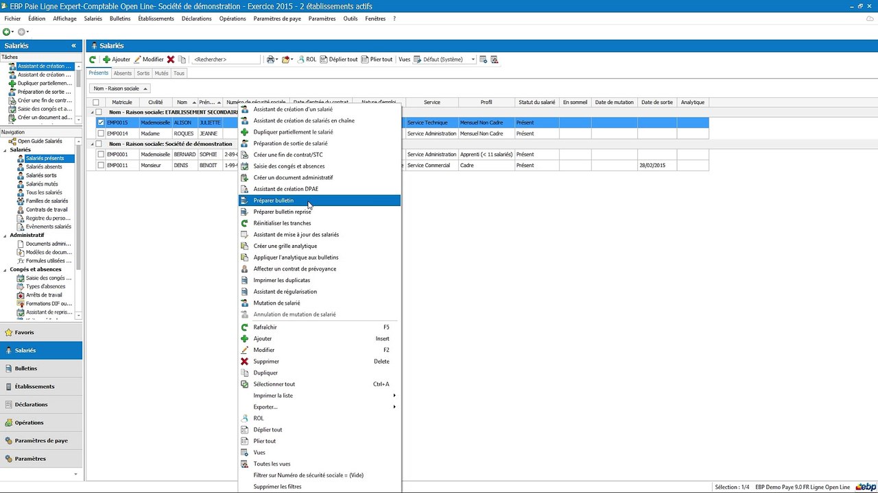 TUTO - Créer un bulletin dans EBP Paie Open Line