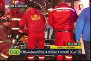 Cercado de Lima: mujer embarazada resultó herida tras choque frontal