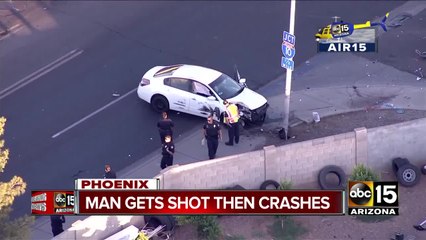Man with gunshot wound crashes car in Phoenix Thursday