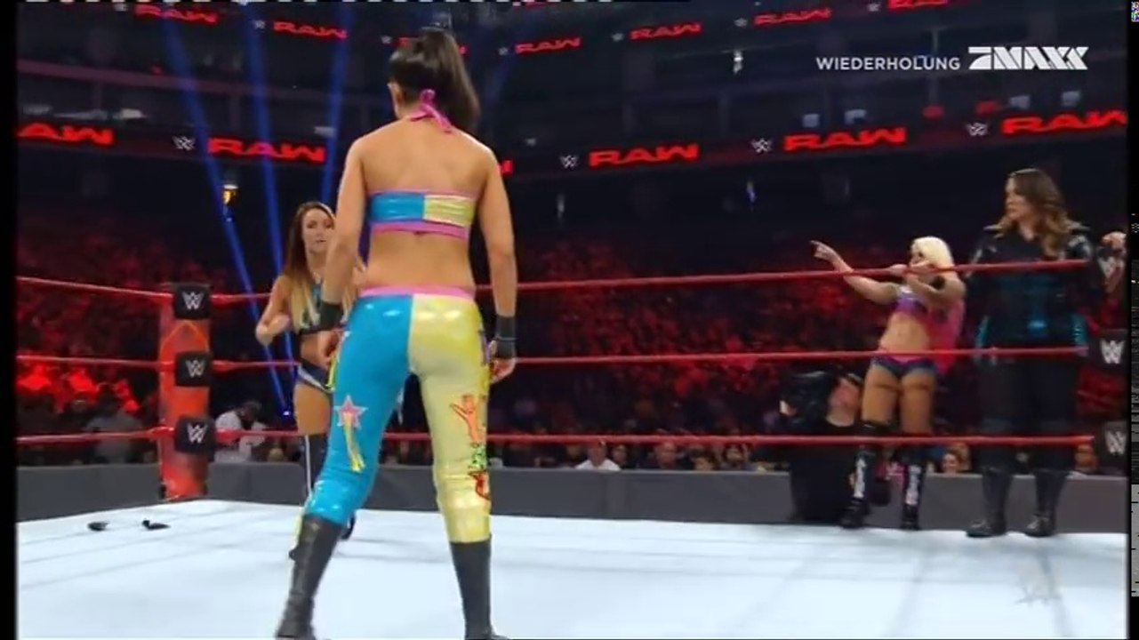 Mickie James & Sasha Banks & Bayley & Dana Brooke Vs. Alicia Fox & Nia Jax & Alexa Bliss & Emma by wwe entertain