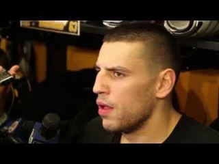 Скачать видео: Milan Lucic on scoring goal despite needing stitches on foot, will play Game 3 for Boston Bruins