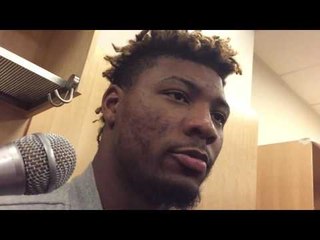 Marcus Smart shows his busted lip after Rose Elbow in #Celtics #NBAXmas win over #Knicks