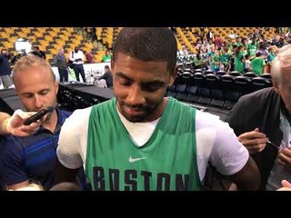 KYRIE IRVING talks NATIONAL ANTHEM at open practice
