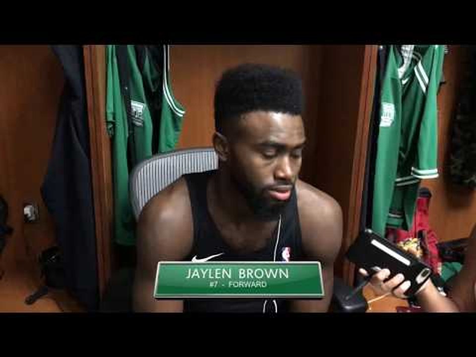 (full) JAYLEN BROWN PSYCHED for Marcus Morris' length, athleticism