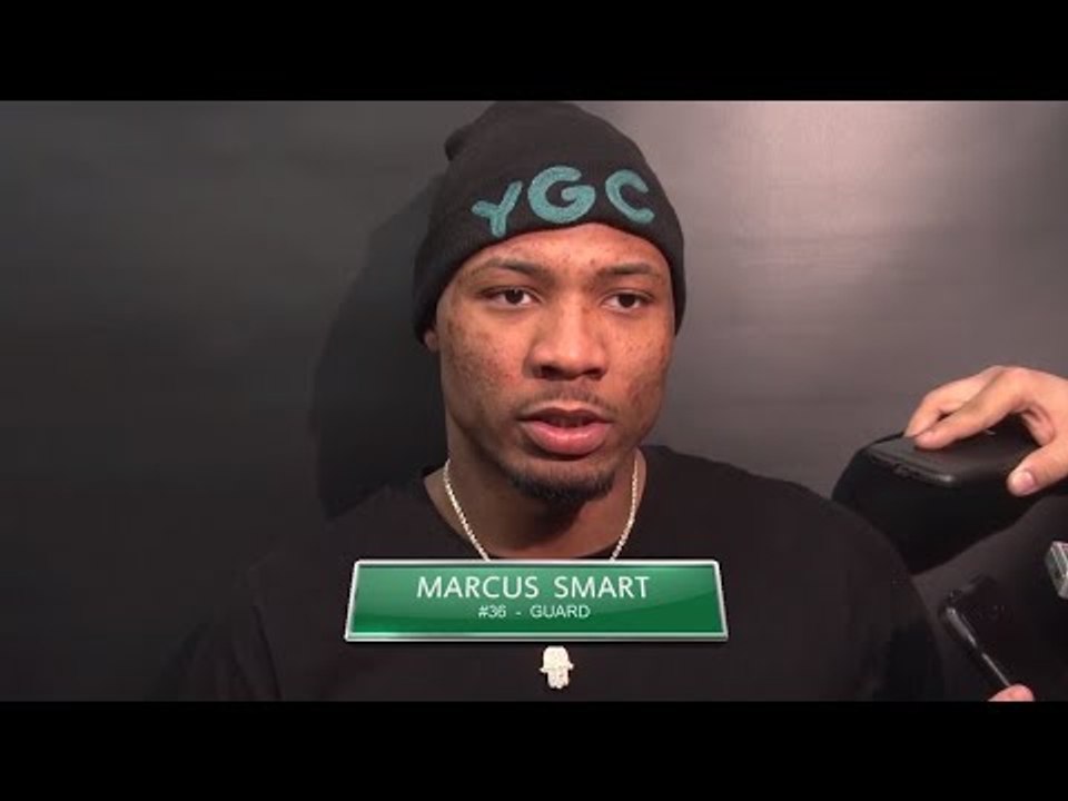 (full) Marcus Smart talks drawing back to back charges on James Harden late in Celtics comeback win