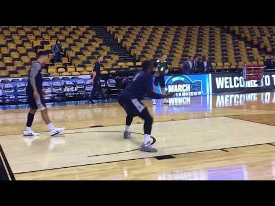 PHIL BOOTH, MIKAL BRIDGES, JALEN BRUNSON VILLANOVA WILDCATS work drills EAST REGIONALS