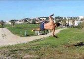 Parkour Wonder Exhibits Impressive Somersaults in Marseille