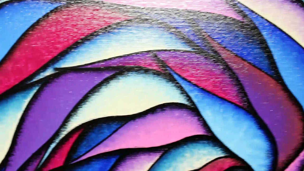 Tableau design : Spirale bleutée et violacée.