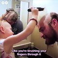 This little girl suffers from Alopecia. So her amazing dad shaved his head to prove to her that hair is not important ❤️