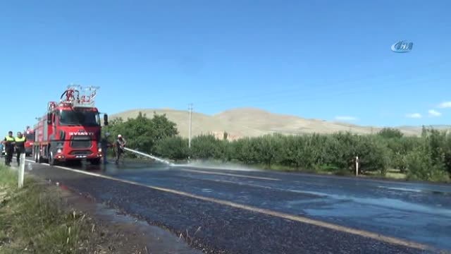 Direksiyon Başında Arının Soktuğu Şoför Kaza Yaptı, Yakıt Tankeri Devrildi