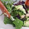This salad has a good balance of fiber, protein and healthy fats from loads of veggies and beans, all tossed in a tangy apple-cider vinaigrette.RECIPE via Eat