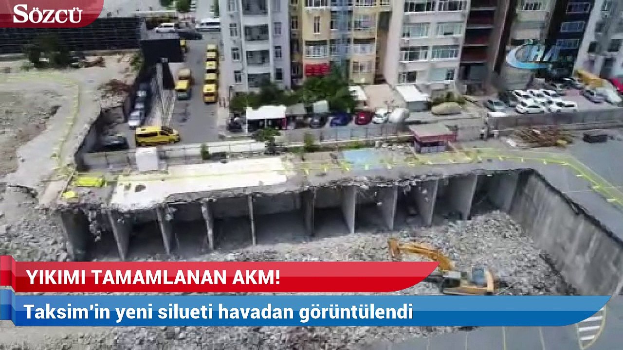 Taksim'de yıkımı tamamlanan AKM havadan görüntülendi