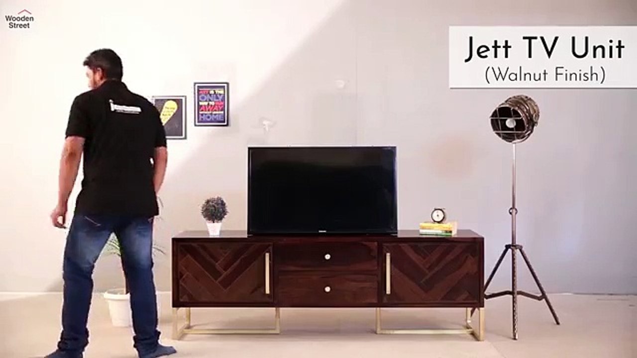TV Units : Buy Jett TV Unit Online in Walnut Finish at Wooden Street