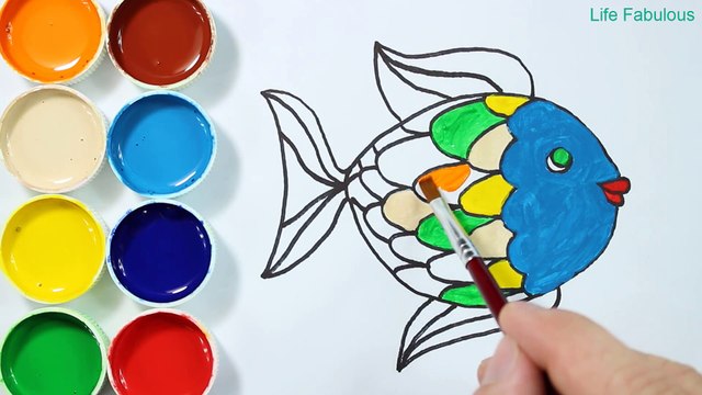 Comment dessiner et colorier les poissons arc-en-ciel - Coloriages pour enfants - Couleurs d'art pour les enfants
