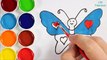 Comment dessiner et peindre papillon - Pages à colorier pour les enfants - Couleurs d'art pour les enfants - apprendre les couleurs