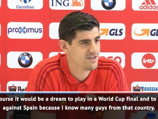 Descargar video: Courtois dreaming of Belgium-Spain World Cup final