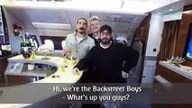 “Backstreet’s back.” A special message from Backstreet Boys in our A380 Onboard Lounge ahead of their sold-out concert in Dubai. AJ McLean Nick Carter Kevin Ric