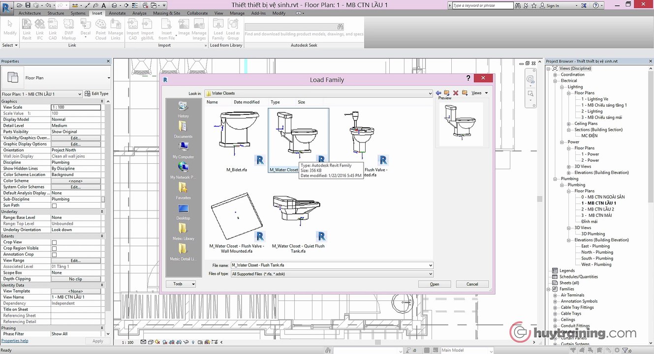 22. Thư viện thiết bị vệ sinh trong Revit Mep  mp4