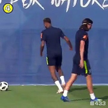 Neymar imita CR7 e marca golo 'impossível' no treino do Brasil