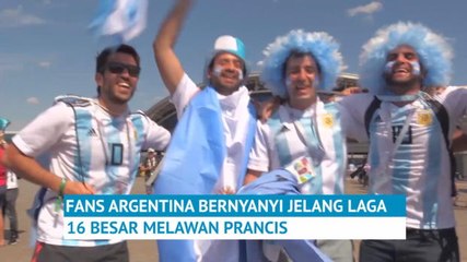 Fans Argentina Bernyanyi Menuju Stadion
