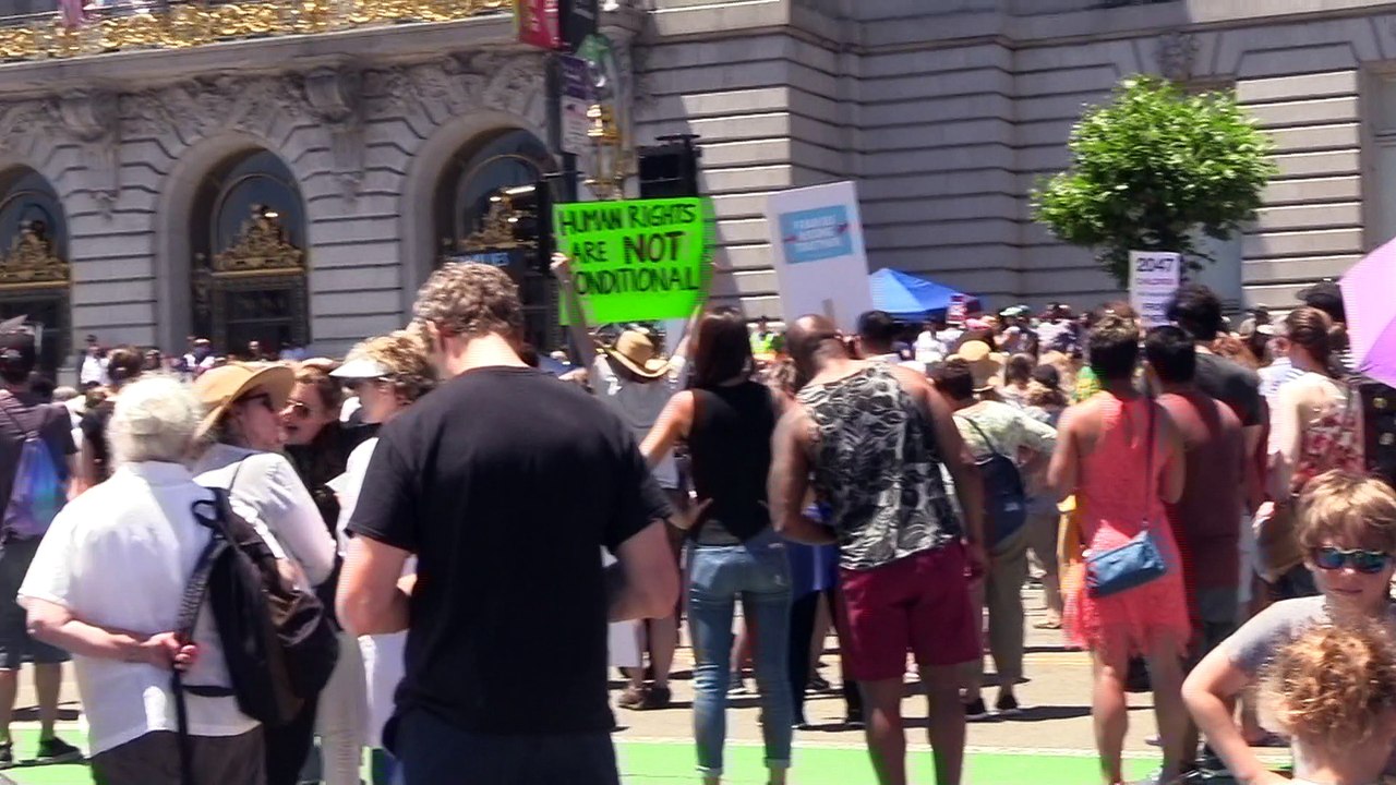 Demonstration Immigration Civic Center Plaza - Mark Farrell - Jeff Adachi - Supervisors - San Francisco -6-30-2018