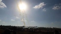شاهد: فرحة الجماهير بإسقاط طائرة تلقي قنابل غاز تابعة لجيش الاحتلال شرق البريج