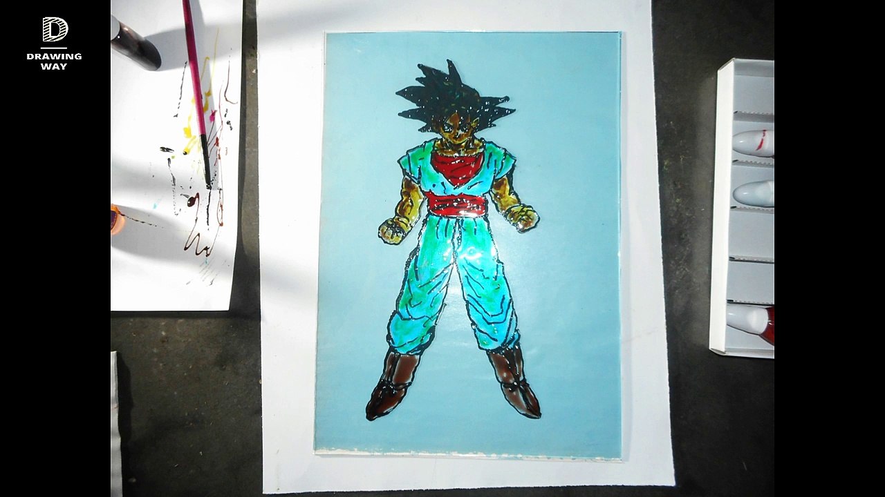 Glass painting-dragon ball z-goku in Hindi_Bengali_English #23