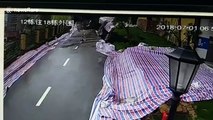 CCTV shows moment road collapses in residential area in China