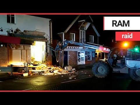 Thieves demolished half a supermarket with a crane | SWNS TV