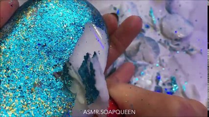 Earth like blue Semi Soft soap cutting- ASMR
