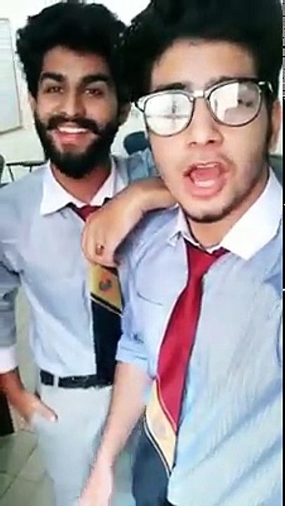 Funny action of boys of schools in different styles