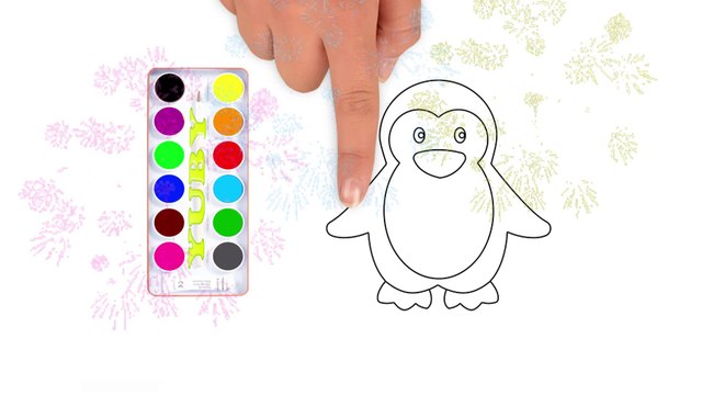 Drawing For Kids -  2 Penguin Coloring And Drawing  - How to Draw Penguin