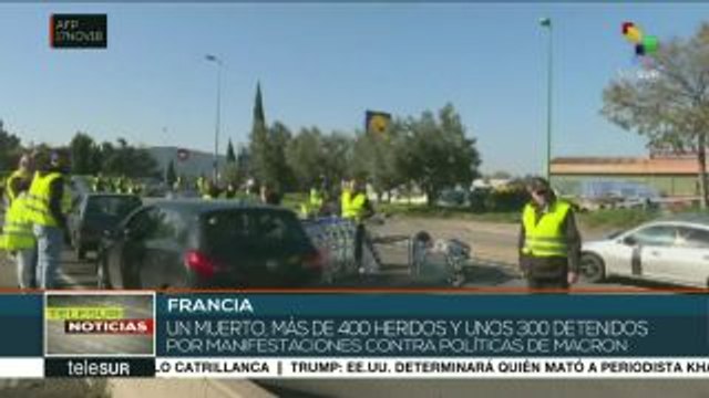 Protestas de franceses contra impuestos a carburantes dejan un muerto