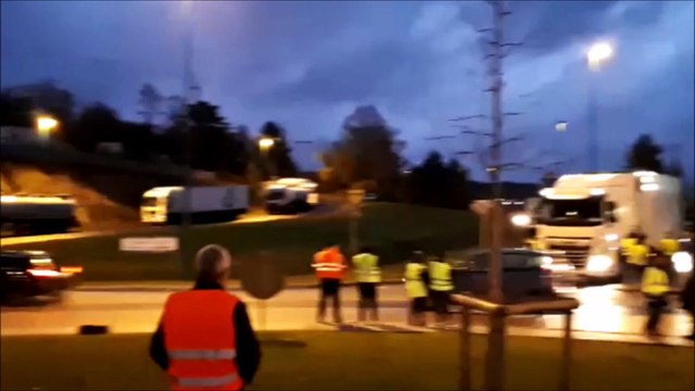 Lorraine Gilets jaunes A Haudainville au rond-point de l'Europe dans la Meuse