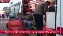 Kayseri'de tramvay öğrenci servisine çarptı