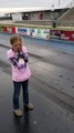 Girl's Shoes Stuck to Racetrack