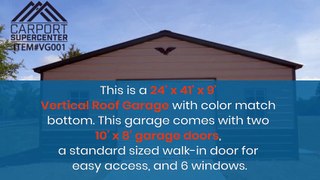 24’X41’X9′ VERTICAL ROOF GARAGE