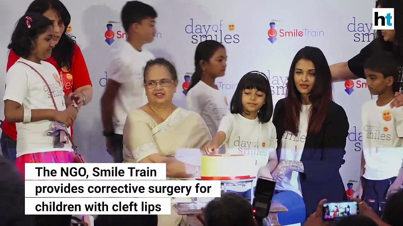Aishwarya celebrated her father's birthday with daughter and kids from Smile Foundation