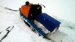 Russian snowmobile "Buran" in snow captivity
