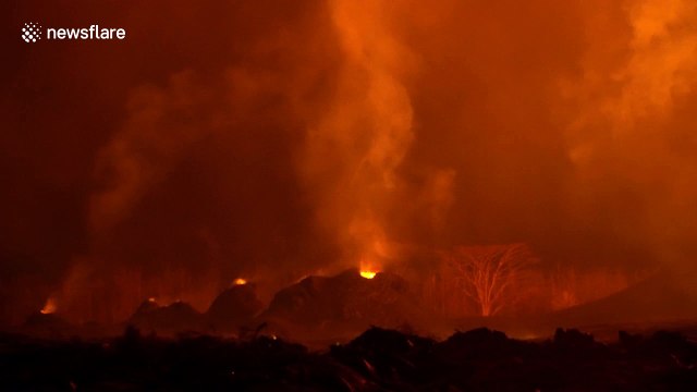 Rare footage of volcanic tornado spouting up from Fissure 8 captured by Hawaii videographer