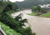 Swollen River Rages in Kyoto as Torrential Rain Leads to Mass Evacuations