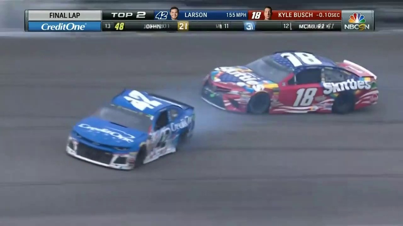 Nascar Chicagoland 2018 Final Lap Busch Larson Epic Battle Win