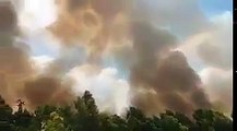 #شاهد..الحريق الضخم الذي اندلع في منطقة ساحل عسقلان المحتل بفعل بالون حارق أطلق من غزة