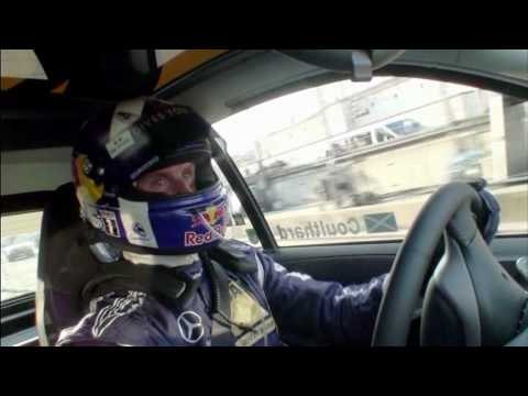 David Coulthard drives electric-smart at DTM Mercedes-Benz