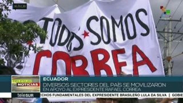 Marcha masiva en Ecuador en apoyo al expresidente Rafael Correa