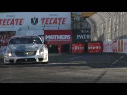 Cadillac V Series racecar taking laps at Long Beach, CA track