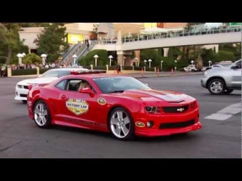NASCAR Cars doing donuts at the intersection of Spring Mountain and Las Vegas Boulevard