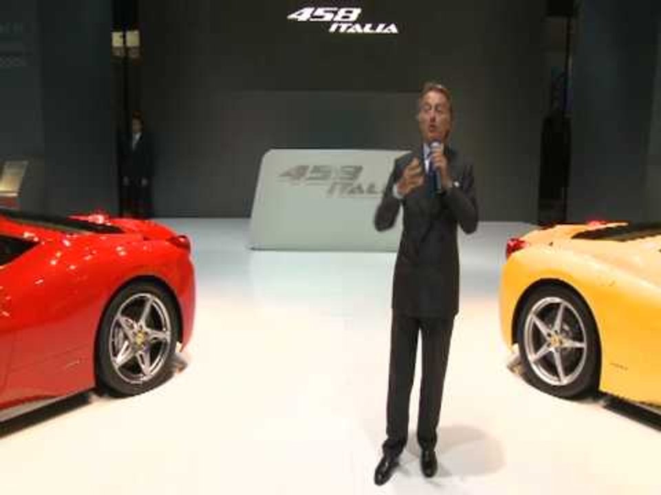 Luca di Montezemolo Introducing the Ferrari 458 Italia at the Frankfurt Motor Show
