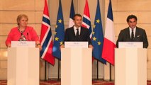 Conférence de presse conjointe d'Emmanuel Macron, d'Erna Solberg, premier ministre de Norvège et de Matt Whineray